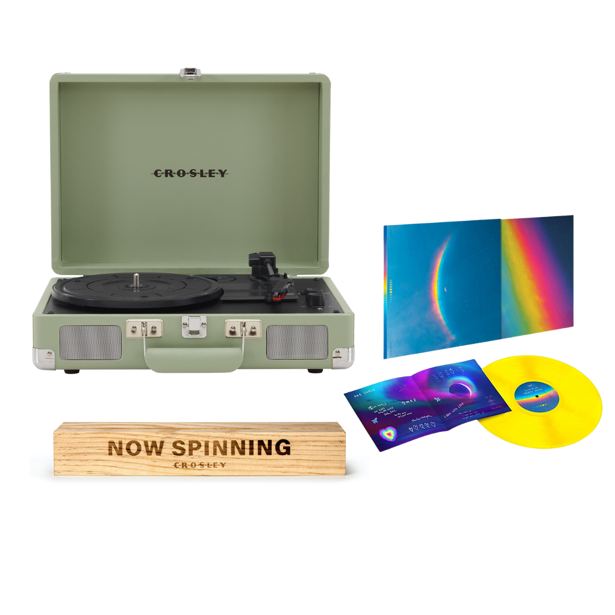 Cruiser Plus Mint & Coldplay - Moon Music Special edition Yellow vinyl & Now spinning - Record Stand Crosley Radio Europe