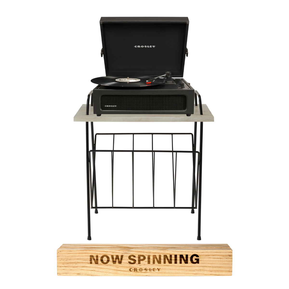 Voyager Black & Wiltshire Record Player Rack & Now Spinning - Record Stand Crosley Radio Europe